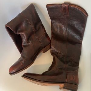 Frye Boots Vintage 1980s Whiskey Burgundy Brown Leather Women's